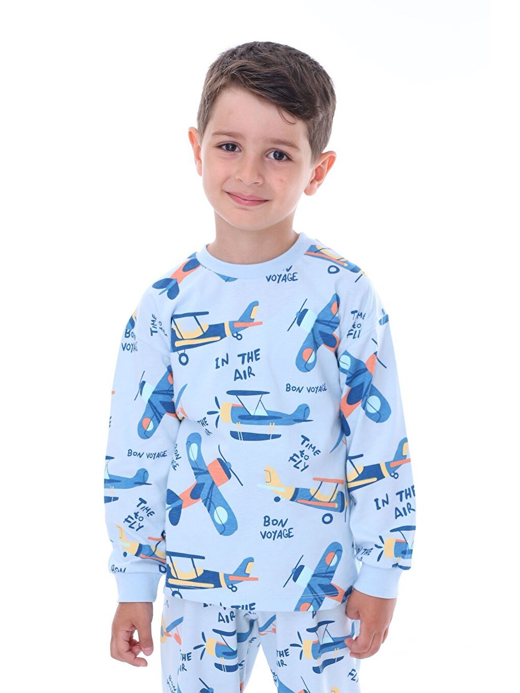 Time To FLY Mavi Desenli Çocuk Pijama Takımı-2
