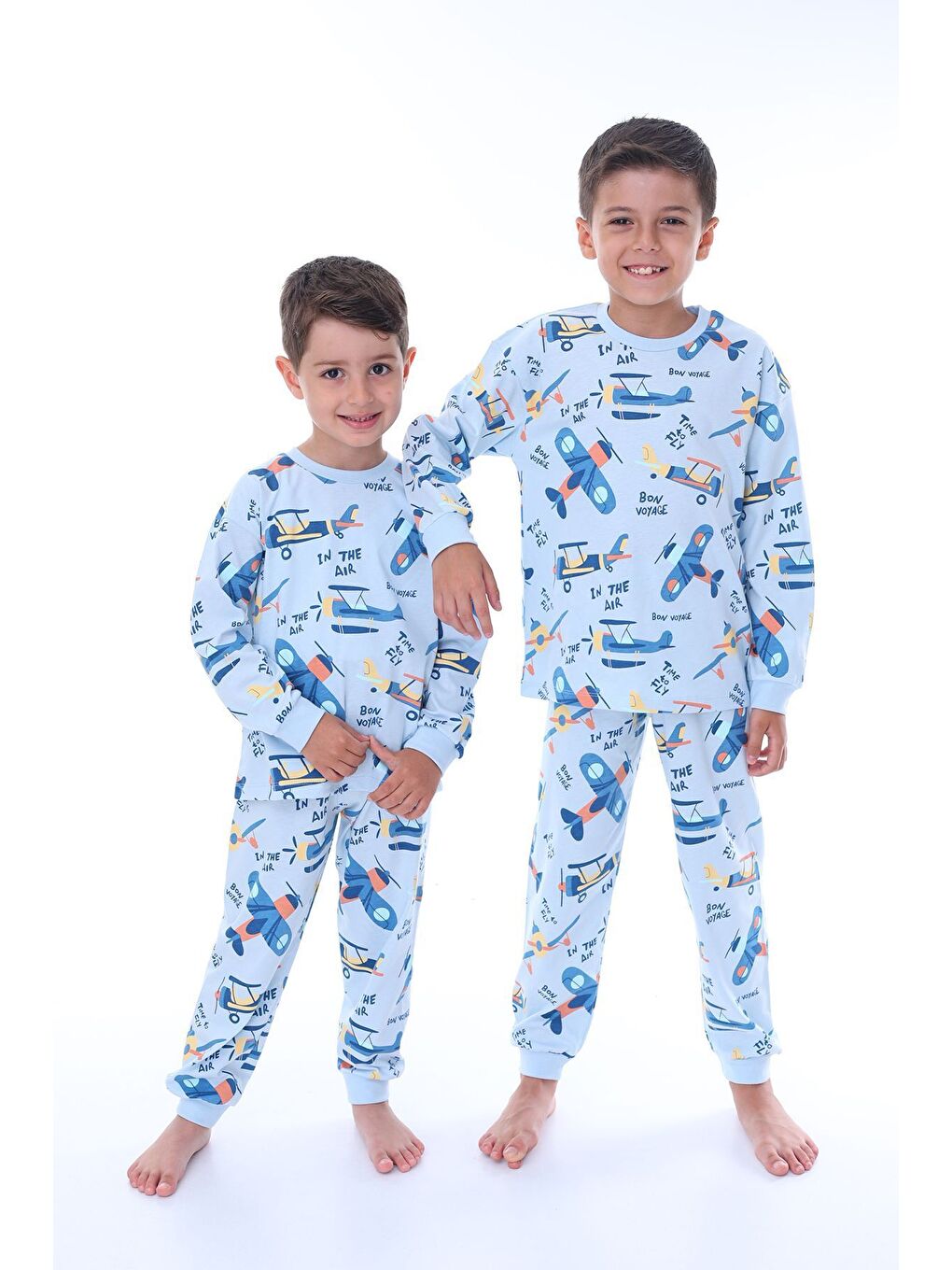Time To FLY Mavi Desenli Çocuk Pijama Takımı-3