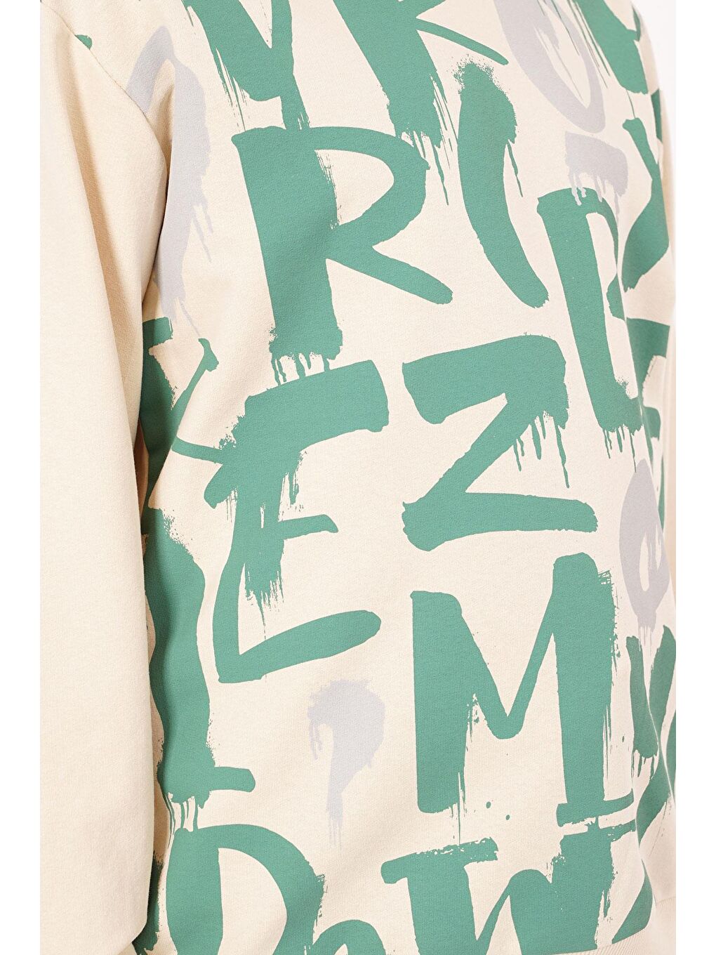 Bisiklet Yaka Harf Baskılı Çağla Yeşili Renk Erkek Çocuk Eşofman Takım-2