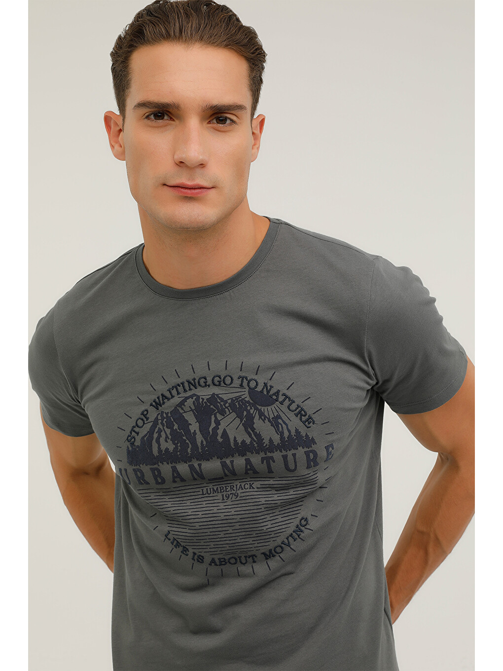 Gri M-cg562 Forest T-shırt 2p Antrasit Erkek Kısa Kol T-shirt-4