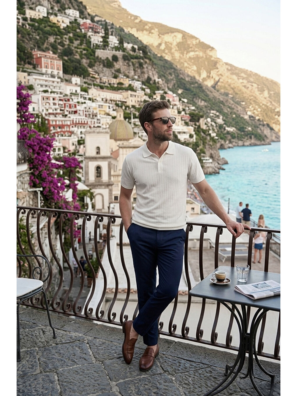 Ekru Pamuklu Kısa Kollu Düğmeli Polo T Shirt 5904051-1