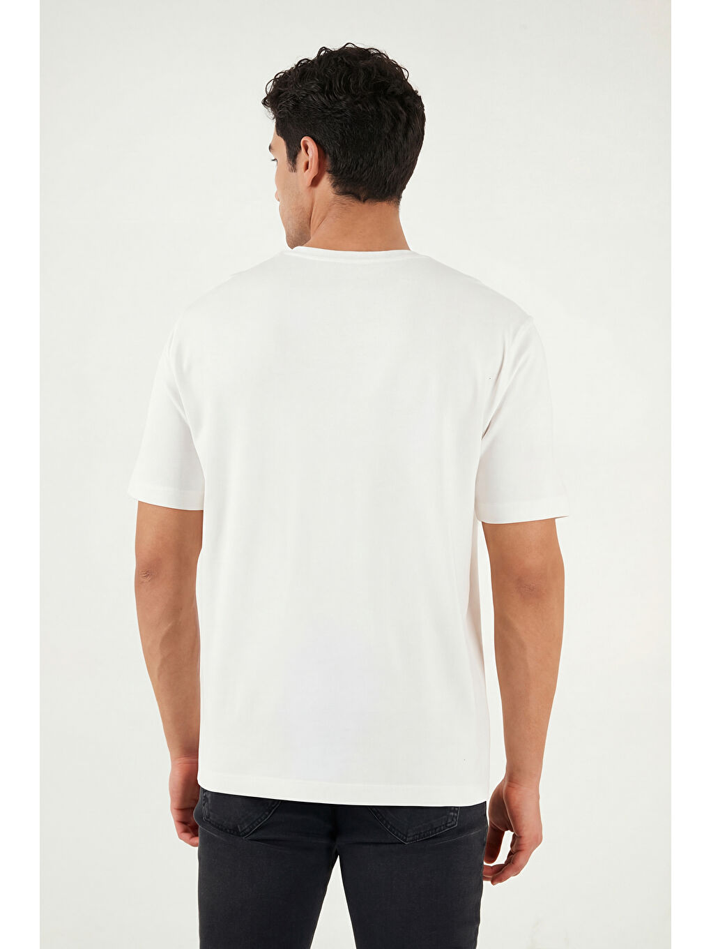 Ekru Pamuklu Bisiklet Yaka Kısa Kollu T Shirt 5904114-4