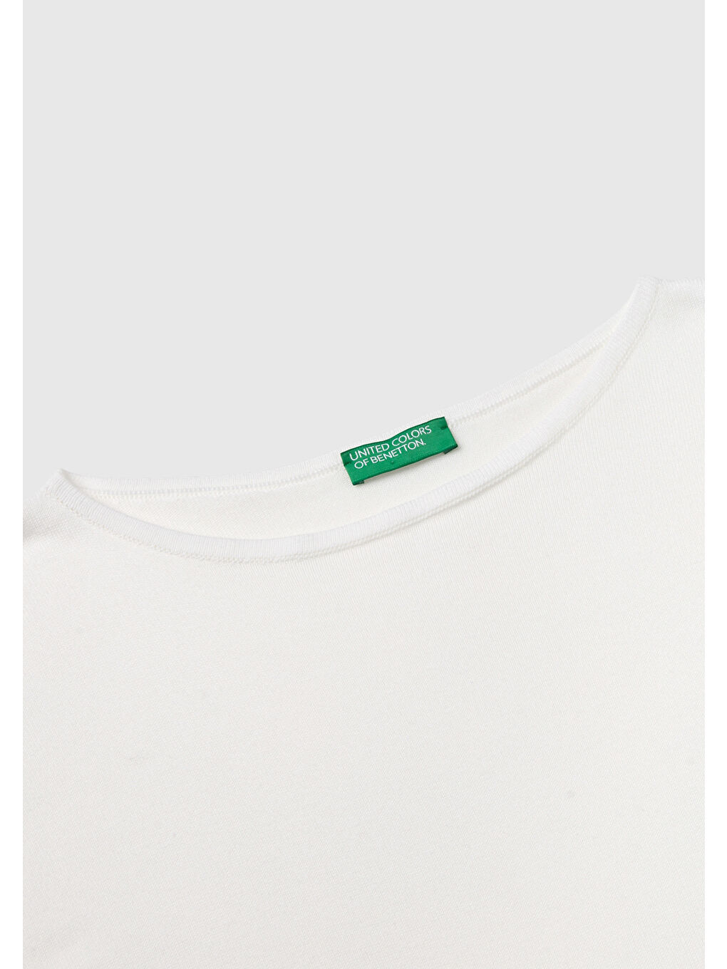 Kadın Beyaz Pamuk ve Modal Karışımlı Ribana Detaylı Kayık Yaka Kazak-5