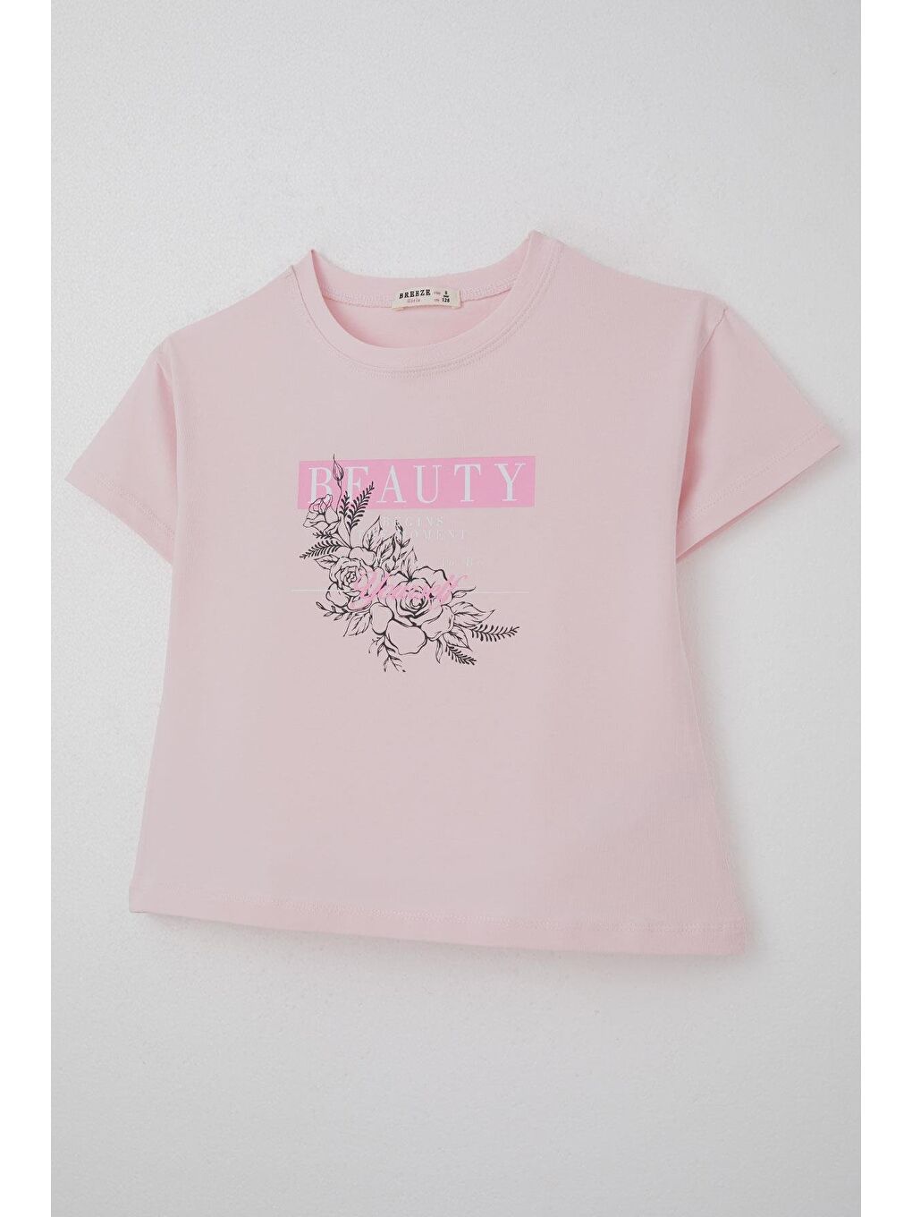Kız Çocuk Tişört Çiçek Baskılı Pembe (8-14 Yaş)-2