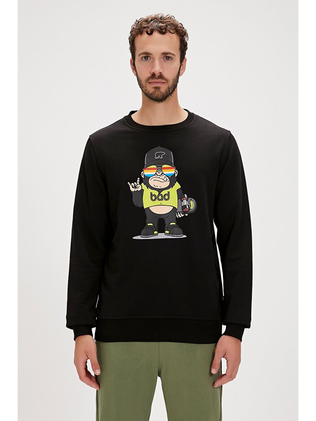 Bad Bear Siyah Funky Crewneck Siyah Baskılı Erkek Sweatshirt