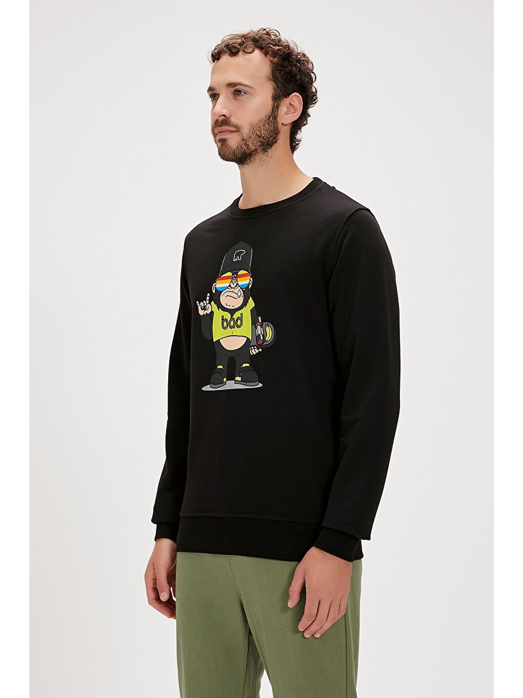 Bad Bear Siyah Funky Crewneck Siyah Baskılı Erkek Sweatshirt - 2