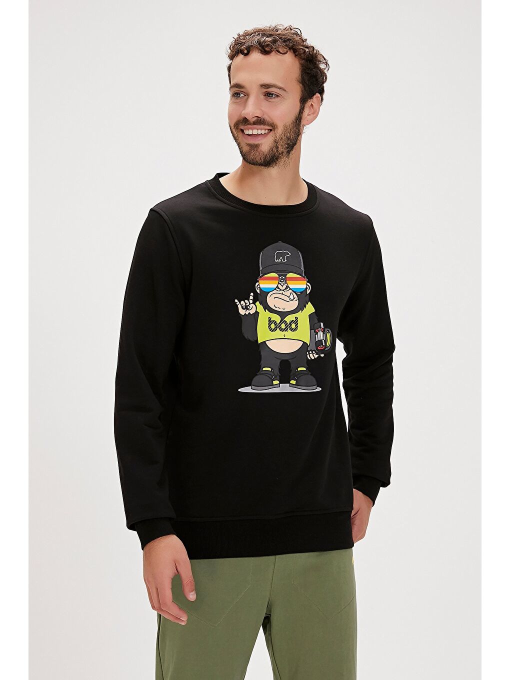 Bad Bear Siyah Funky Crewneck Siyah Baskılı Erkek Sweatshirt - 3