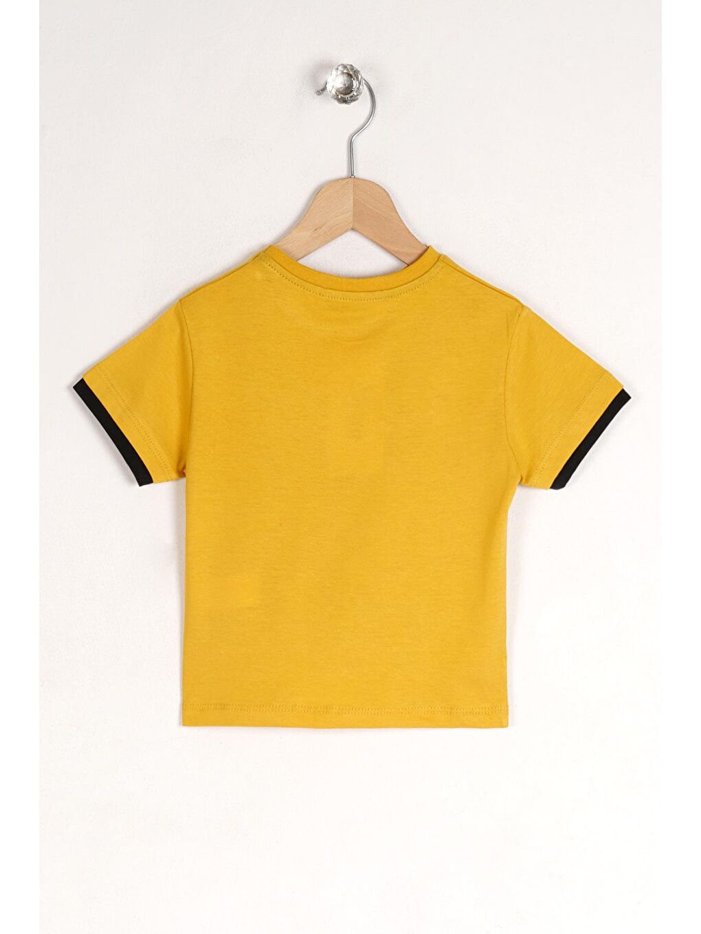 Sarı Bisiklet Yaka Kısa Kol Up Yazı Baskılı Hardal Renk Erkek Çocuk Tshirt-3