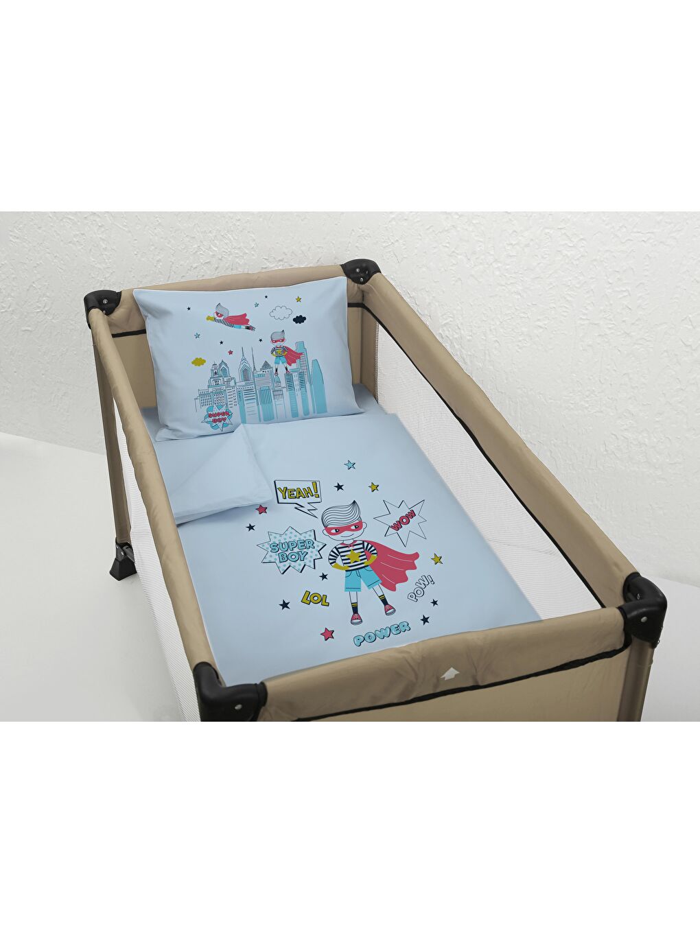 LUGGİ BABY Mavi Baskılı Park Yatak Beşik Bebek Nevresim Takımı 3'lü  75 x 120 cm - 1