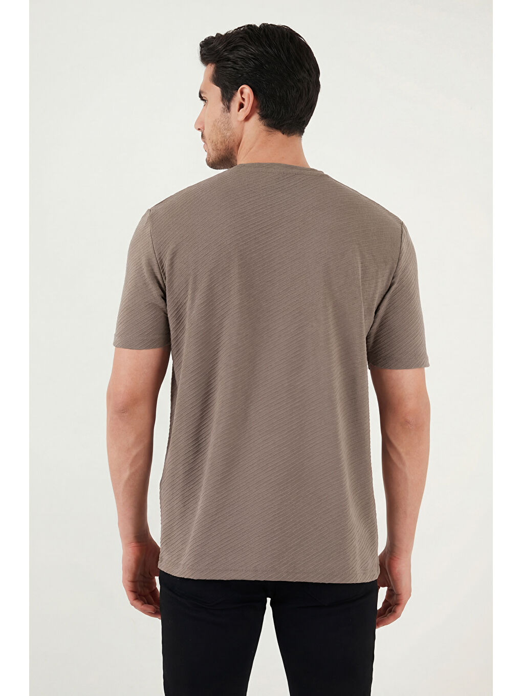 Kahverengi Pamuklu Bisiklet Yaka Kısa Kollu T Shirt 5904115-6