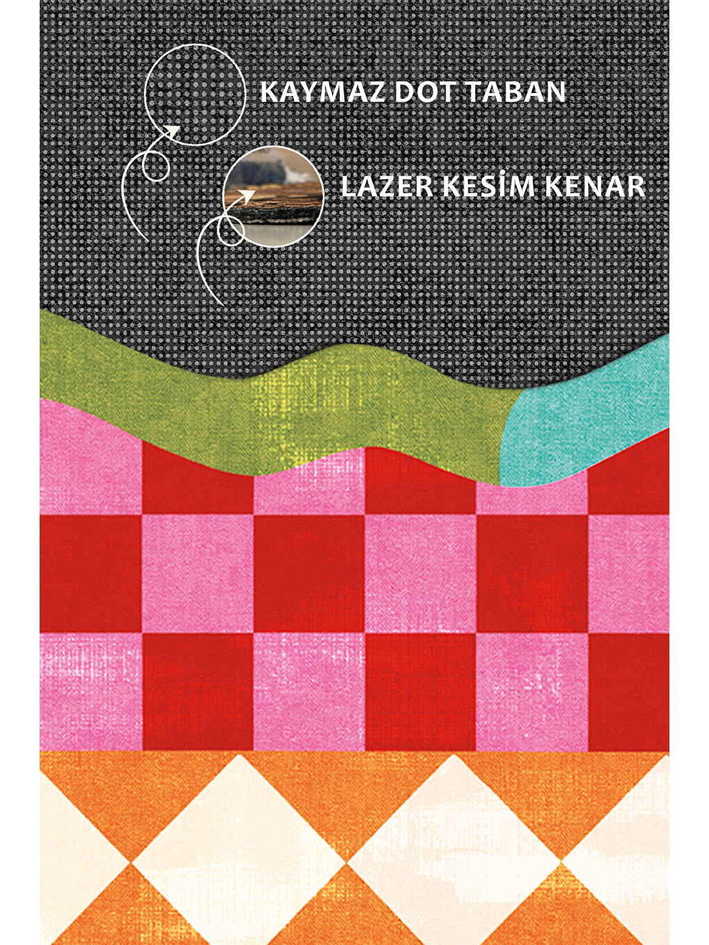 Karışık Modern Dekoratif Halı – Makinada Yıkanabilir, Kaymaz Taban, İnce Lazer Kesim Halı-3