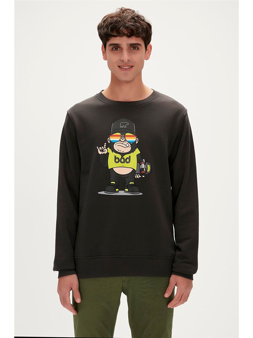 Bad Bear Antrasit Funky Crewneck Antrasit Baskılı Erkek Sweatshirt - 2