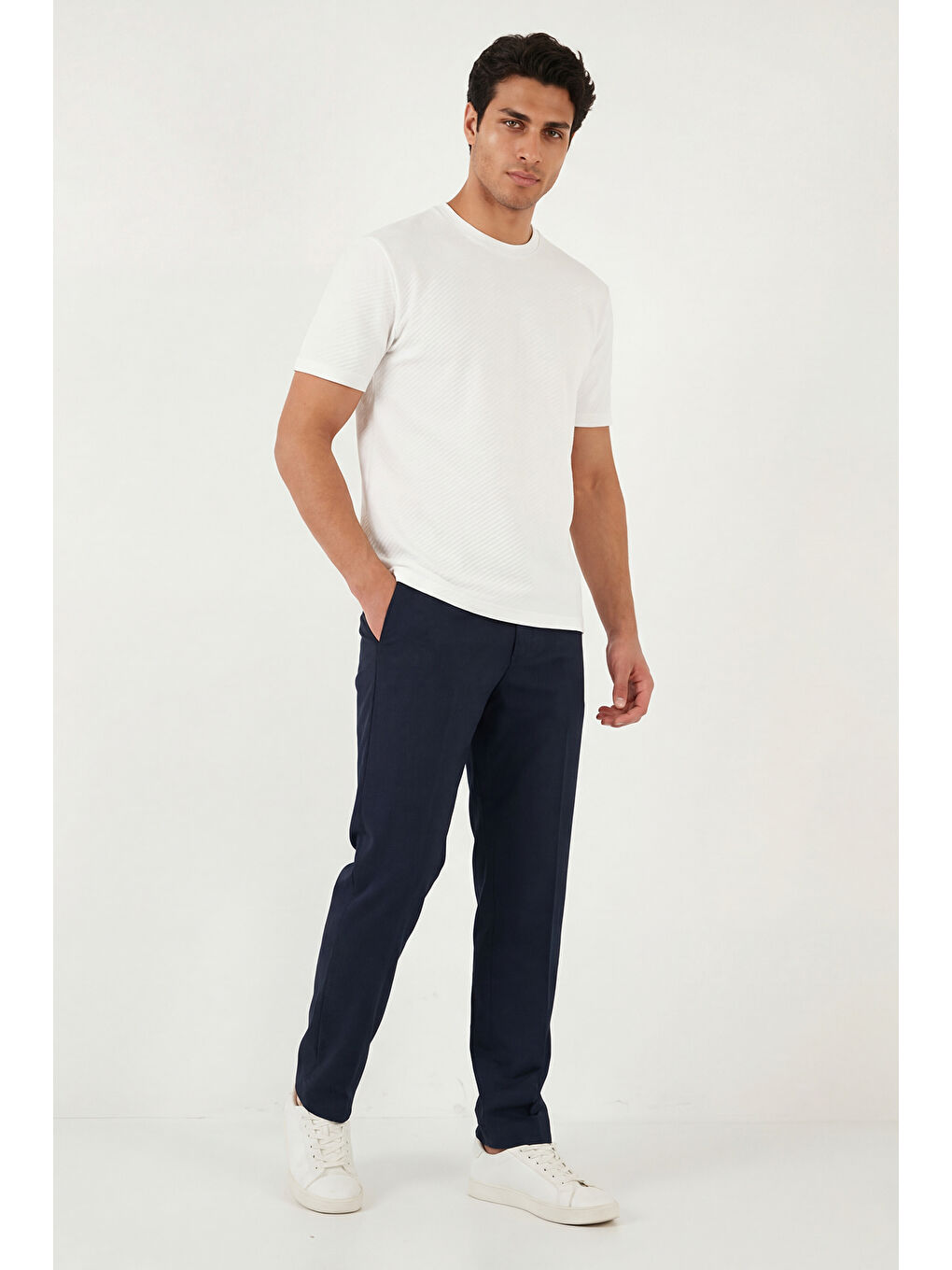 Ekru Pamuklu Bisiklet Yaka Kısa Kollu T Shirt 5904115-2