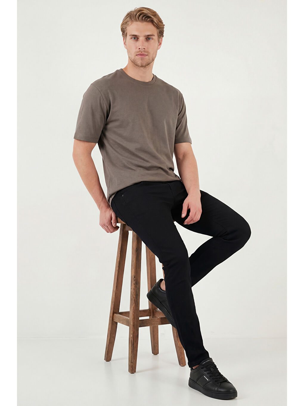 Kahverengi Pamuklu Bisiklet Yaka Kısa Kollu T Shirt 5904114-4