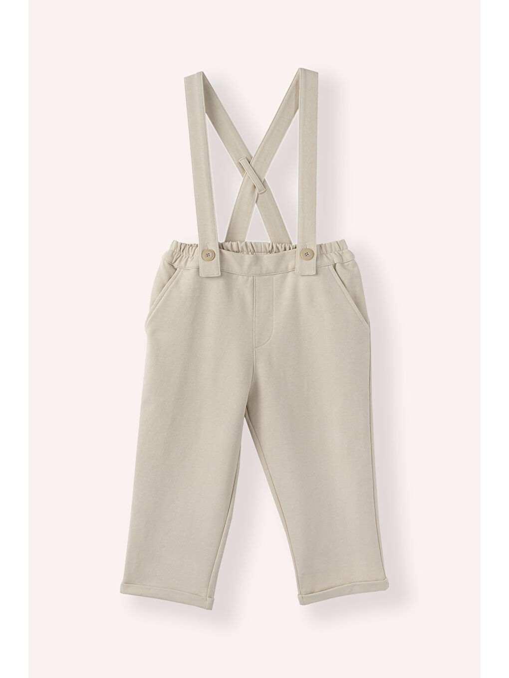 Erkek Çocuk Askılı Örme Salopet Bej