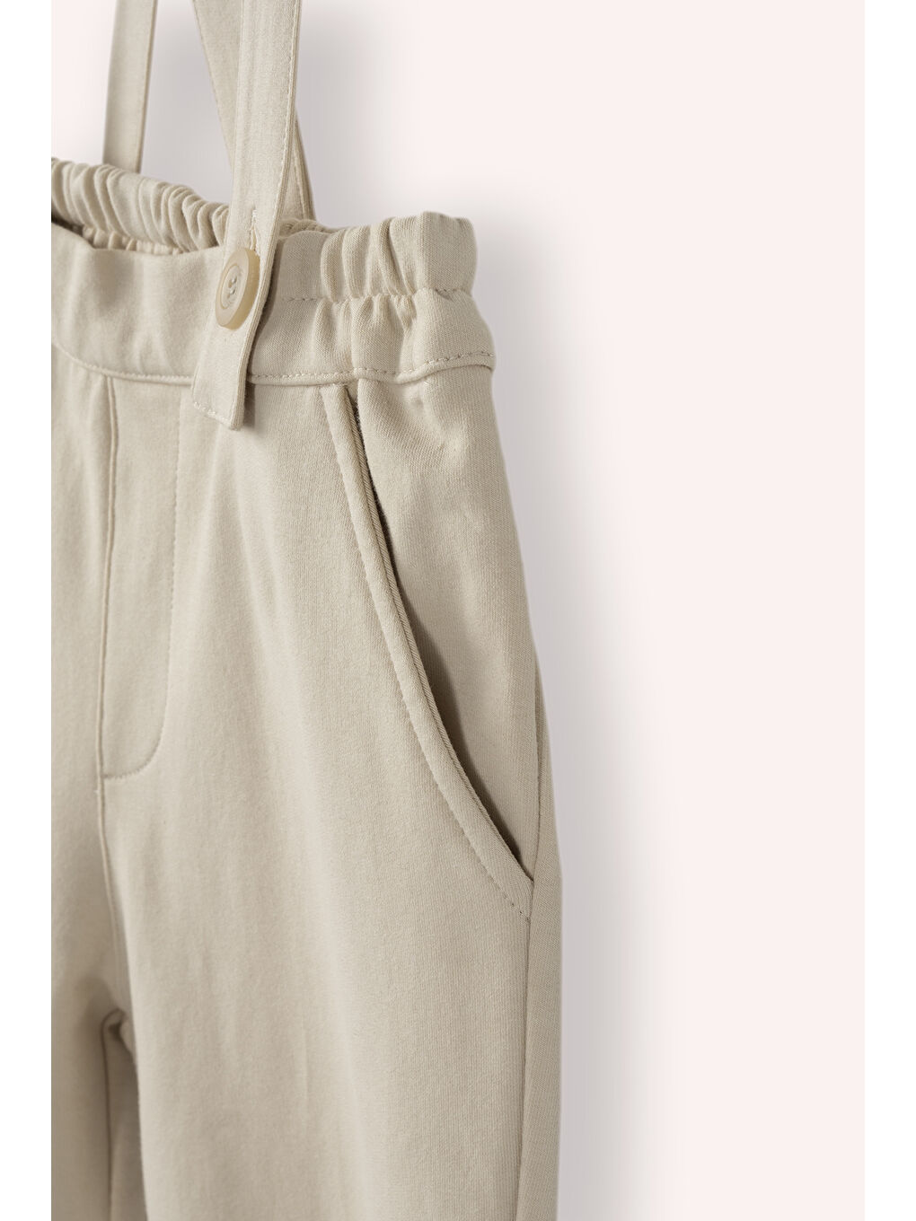 Erkek Çocuk Askılı Örme Salopet Bej-1