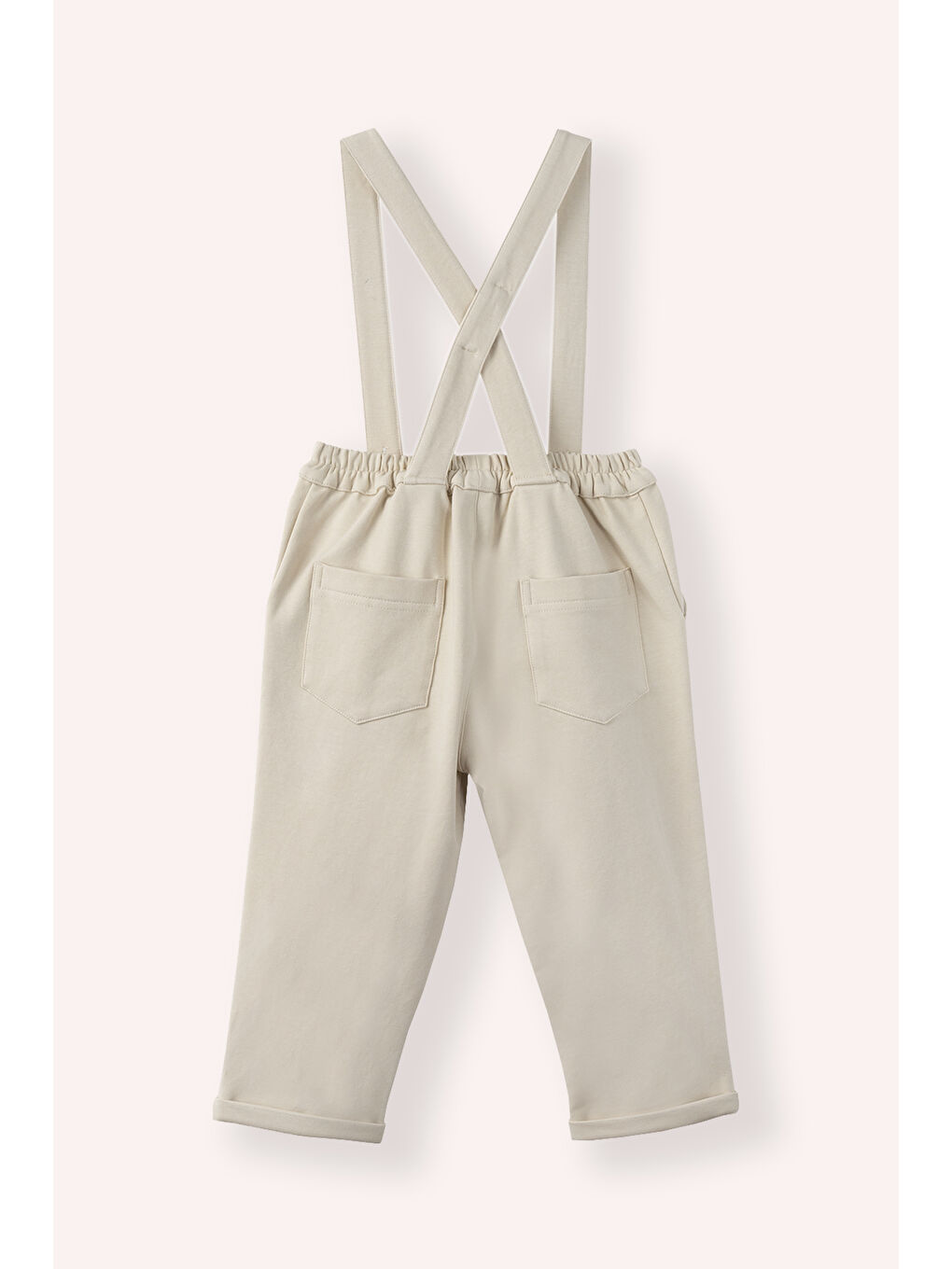 Erkek Çocuk Askılı Örme Salopet Bej-2