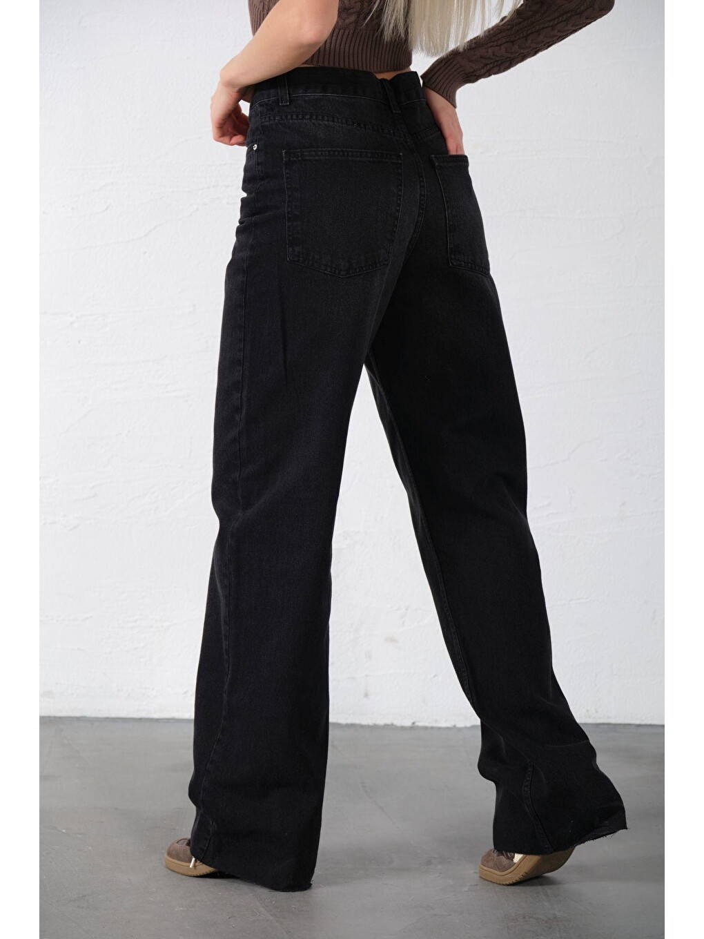 Gri Bol Kesim Ekstra Yüksek Bel Rahat Fit Geniş Paça Baggy Jean Jean Kadın Pantolon @crotone-5