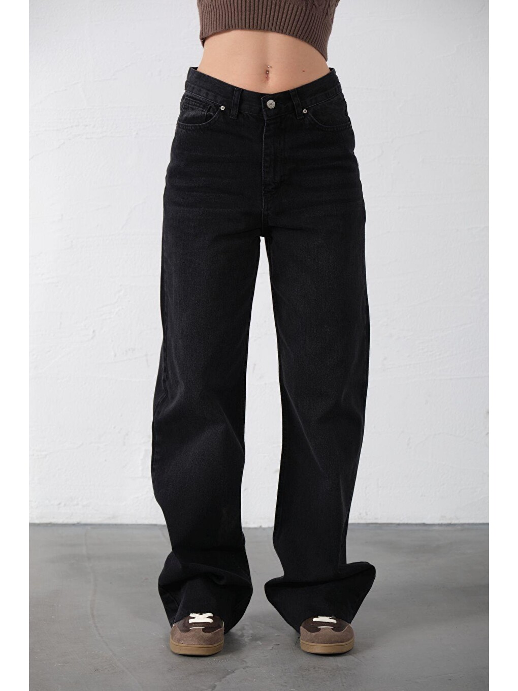 Gri Bol Kesim Ekstra Yüksek Bel Rahat Fit Geniş Paça Baggy Jean Jean Kadın Pantolon @crotone-6