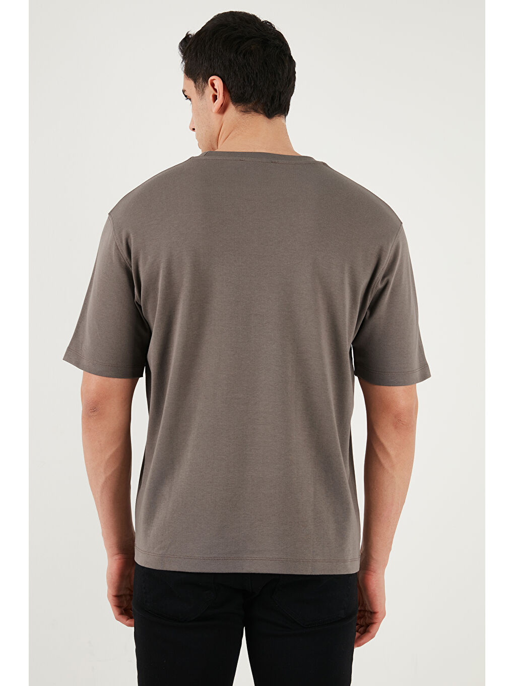 Kahverengi Pamuklu Bisiklet Yaka Kısa Kollu T Shirt 5904114-6