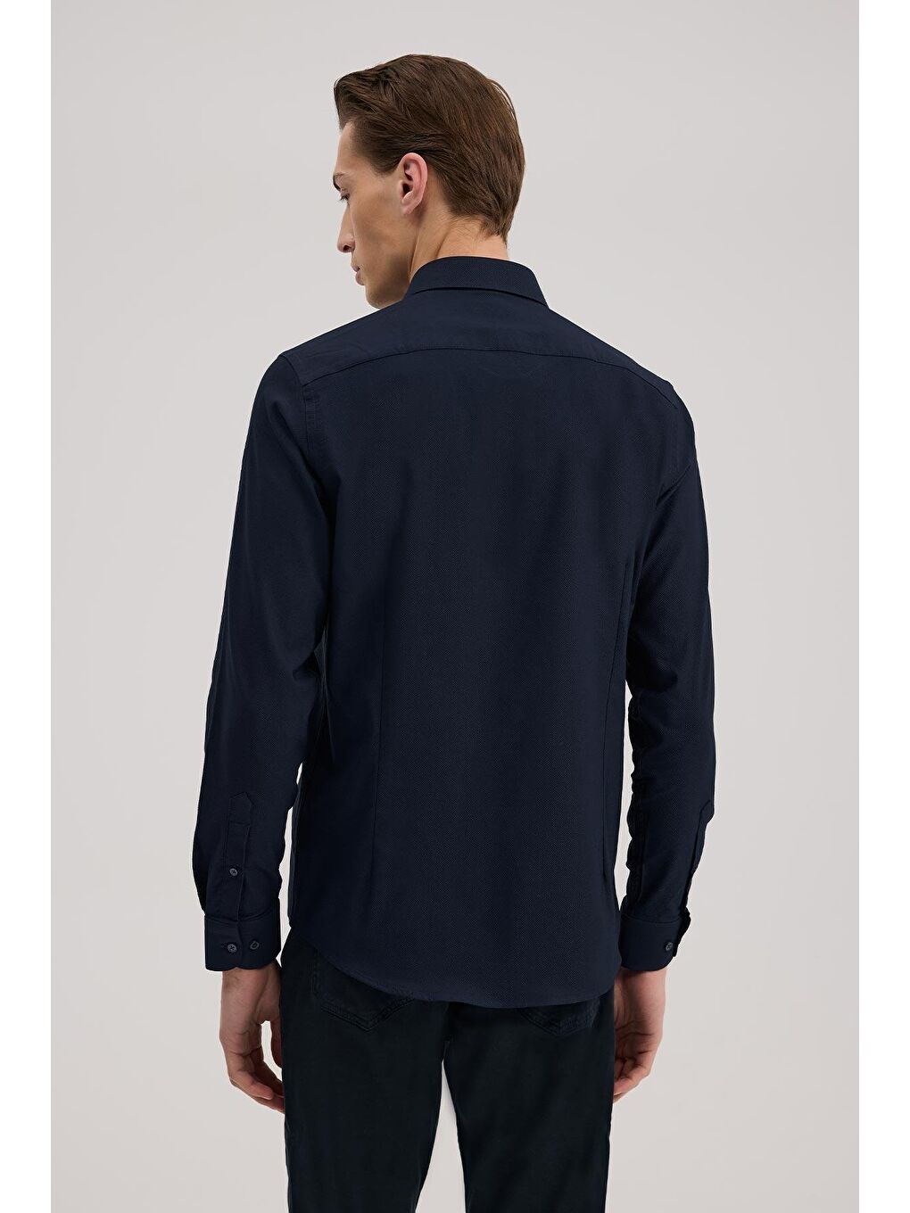 Lacivert Comfort Fit Klasik Yaka Pamuk Karışımlı Gömlek-3