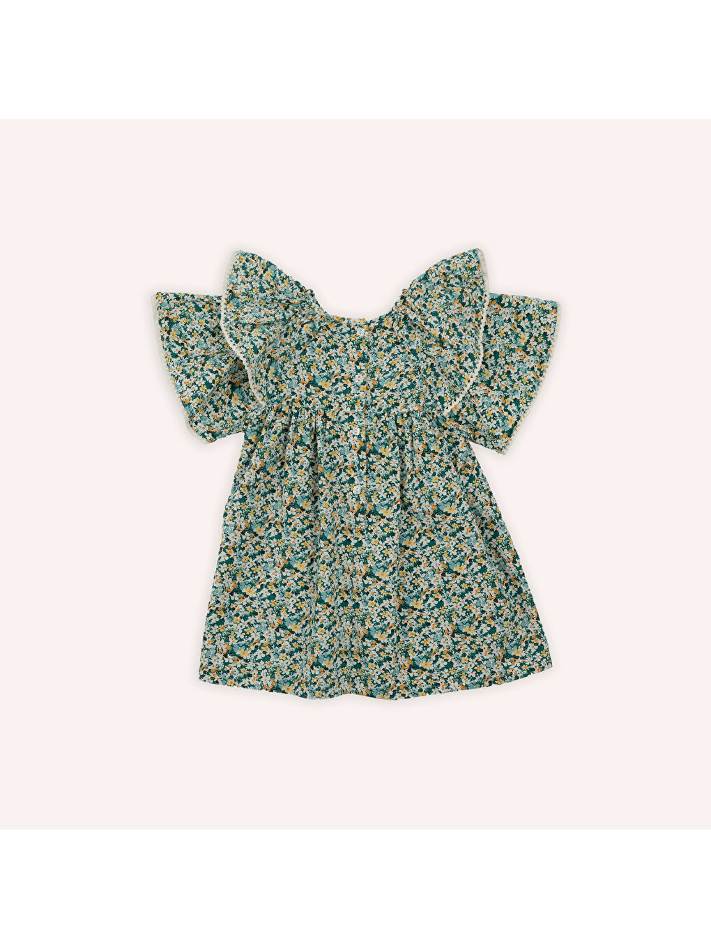 Kız Çocuk Desenli Elbise Yeşil-6