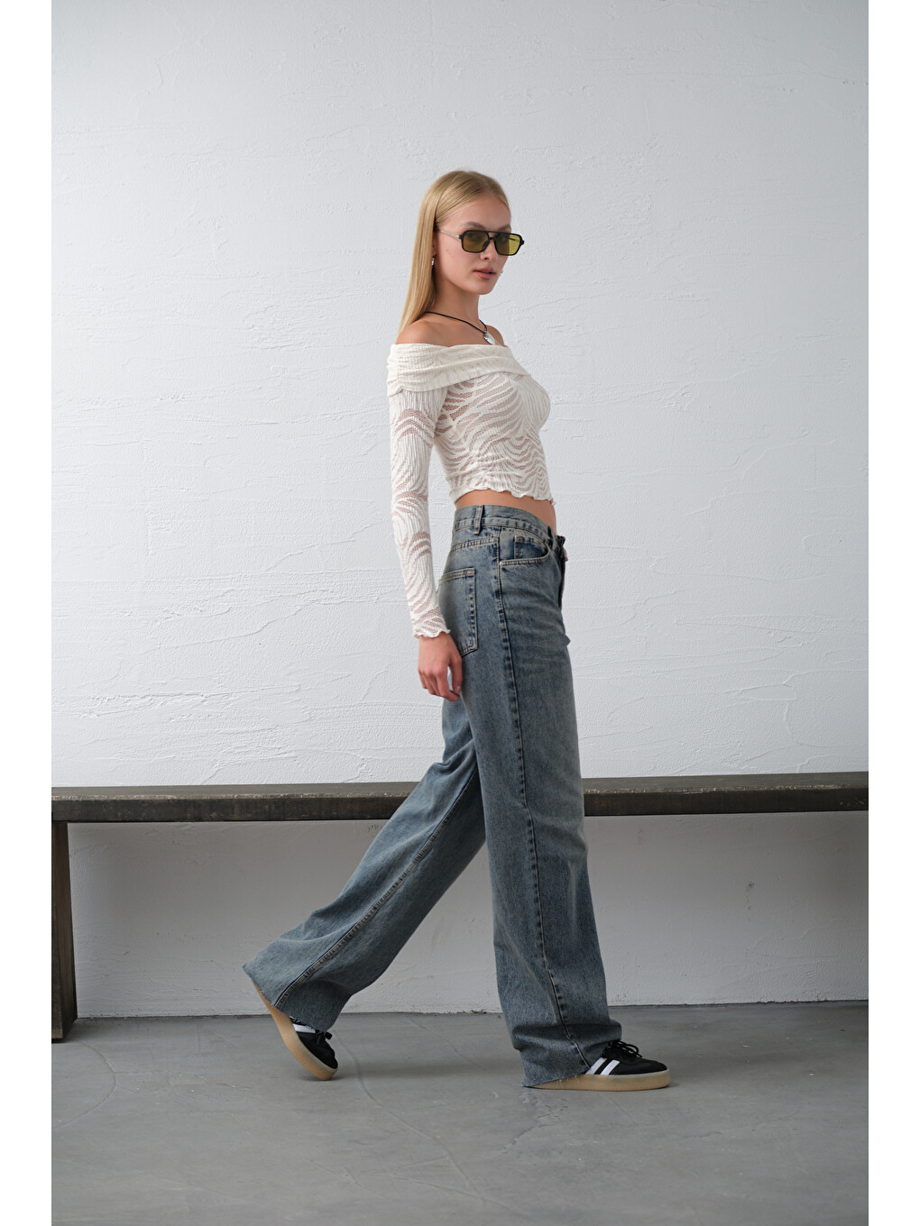 Mavi Bol Kesim Ekstra Yüksek Bel Rahat fit Geniş Paça baggy Jean Jean Kadın Pantolon @Crotone-2