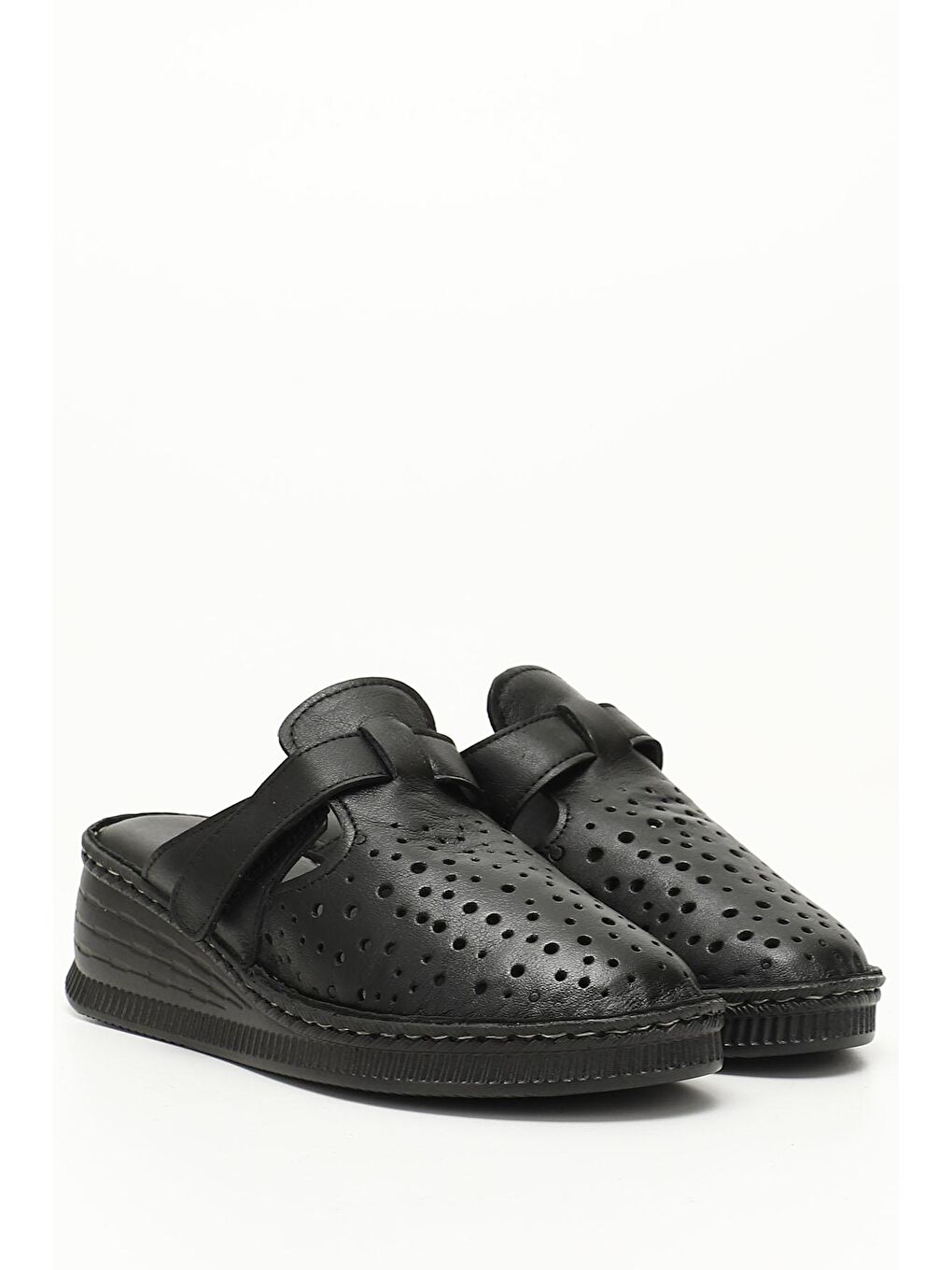 Siyah SİYAH  Hakiki Deri Dolgu Topuklu Kadın Terlik 45887-1