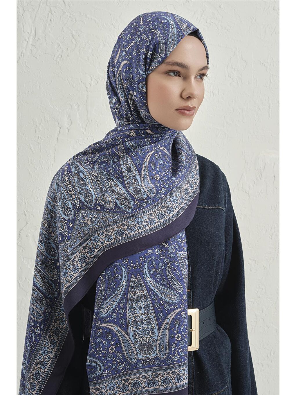 Mavi Premium Pure Etnik Desen Şal 4 03-2