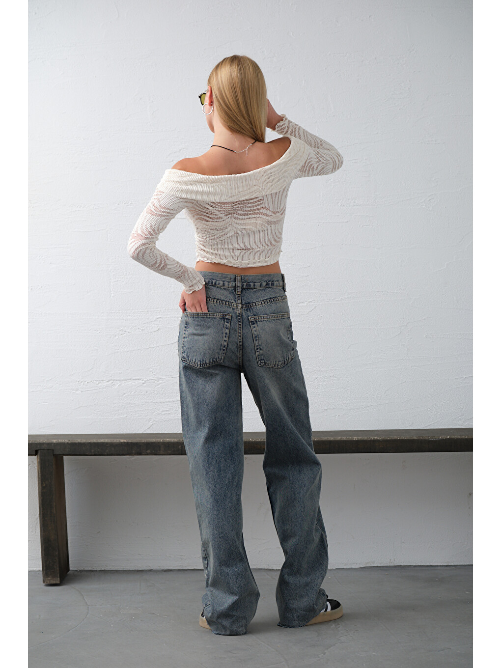 Mavi Bol Kesim Ekstra Yüksek Bel Rahat fit Geniş Paça baggy Jean Jean Kadın Pantolon @Crotone-5