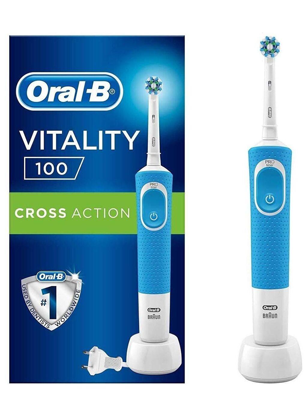 Oral-B Mavi D100 Şarj Edilebilir Diş Fırçası Cross Action Mavi