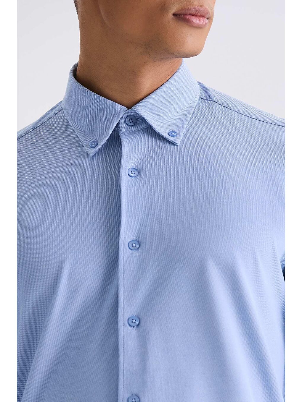 Mavi Comfort Fit Yaka Düğmeli Gömlek-2