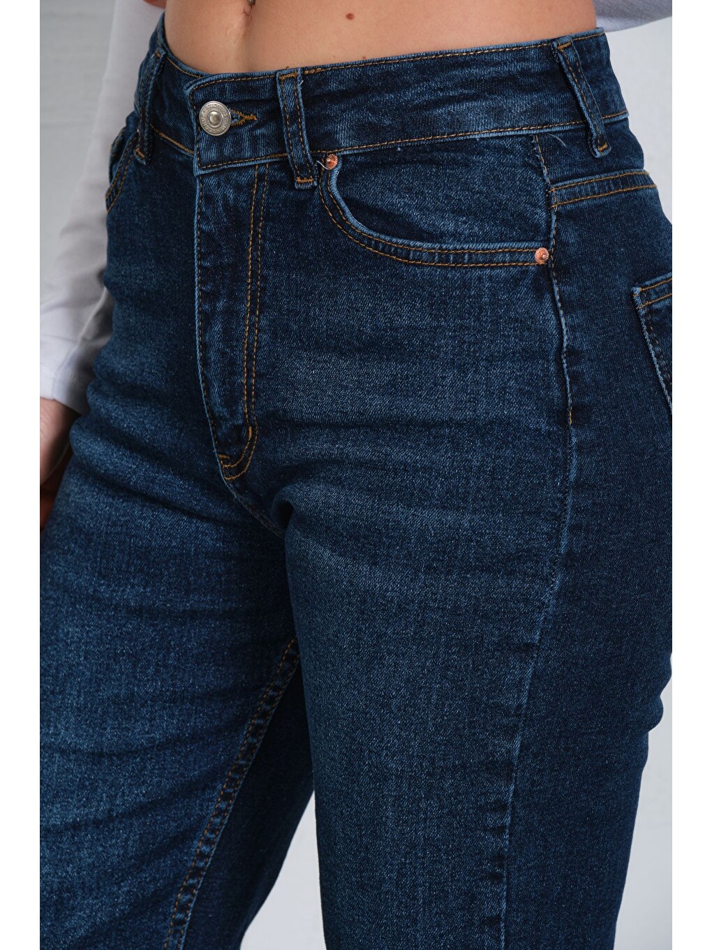 Mavi Yüksek bel kot, ispanyol paça esnek denim kumaş kadın fit and Flare jean pantolon @flares-4