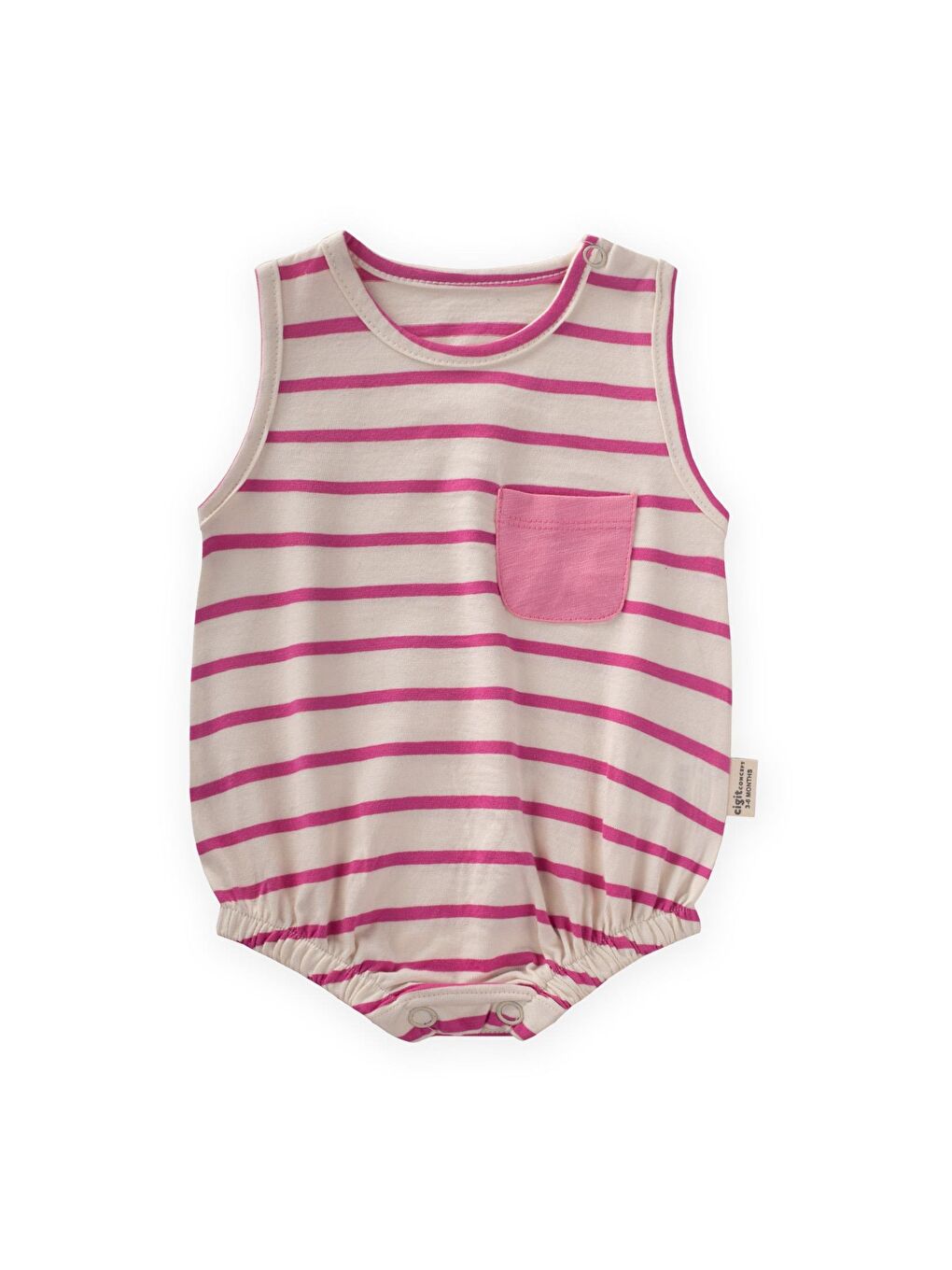 Fuşya Kız Çocuk Çizgili Tulum