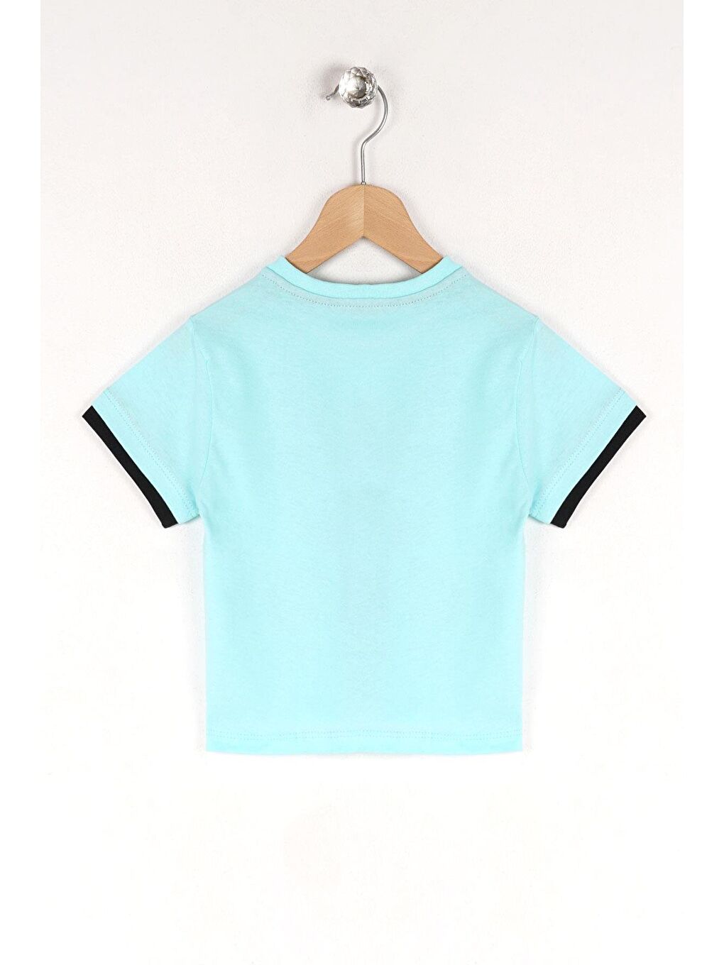 Yeşil Bisiklet Yaka Kısa Kol Up Yazı Baskılı Mint Renk Erkek Çocuk Tshirt-3