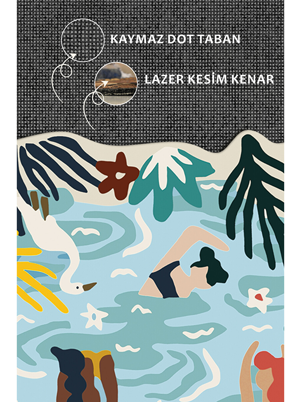 Mavi Modern Dekoratif Halı – Makinada Yıkanabilir, Kaymaz Taban, İnce Lazer Kesim Halı-3