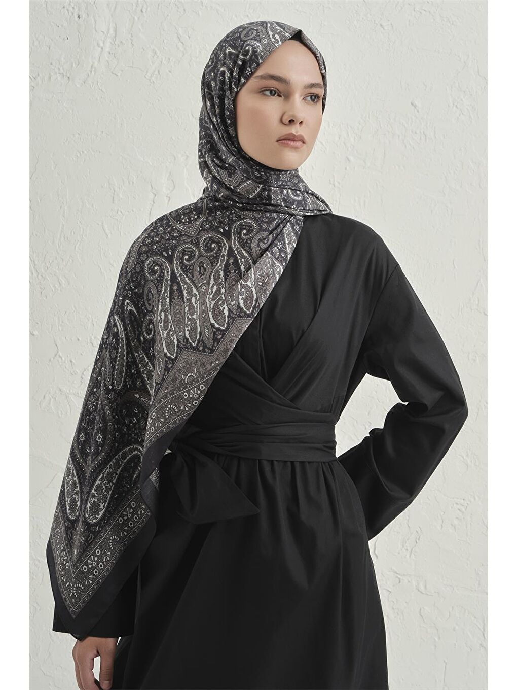 Gri Premium Pure Etnik Desen Şal 4 38