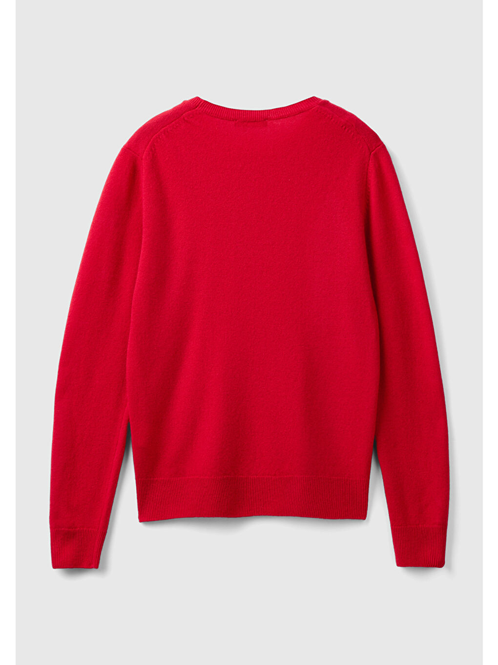 Kadın Kırmızı Bisiklet Yaka %100 Merino Kazak-3