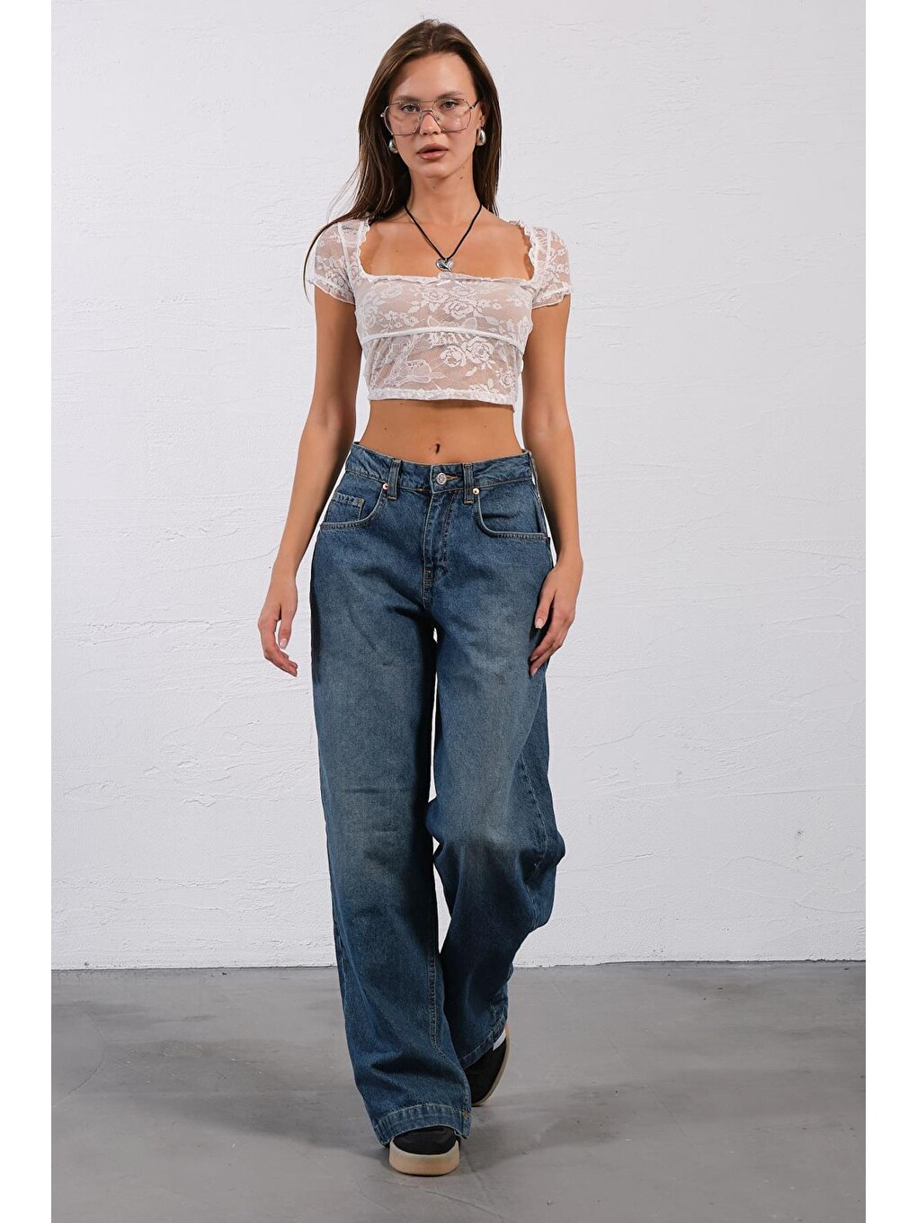 İndigo Bol Kesim Denim Geniş Paça Rahat Baggy Jean Jean Salaş Kadın Pantolon @Varese