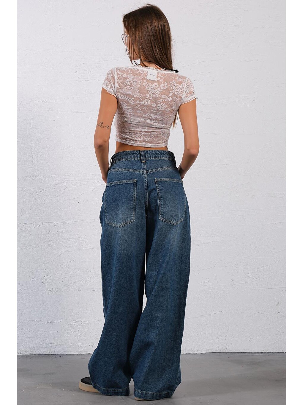 İndigo Bol Kesim Denim Geniş Paça Rahat Baggy Jean Jean Salaş Kadın Pantolon @Varese-4