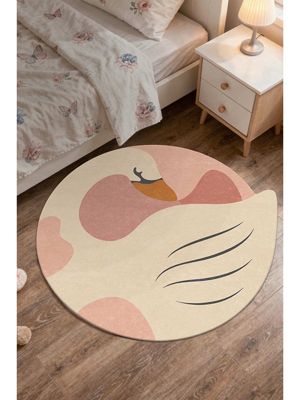 Pembe Modern Çocuk Halısı Kaymaz Tabanlı Makinede Yıkanabilir Çocuk Odası Halısı-2