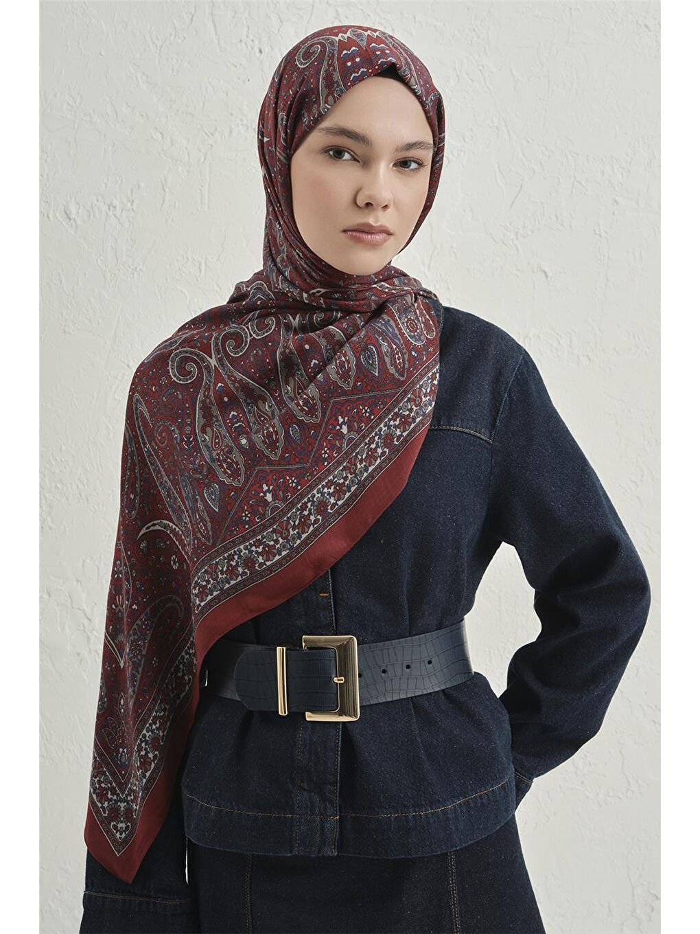 Kırmızı Premium Pure Etnik Desen Şal 4 35