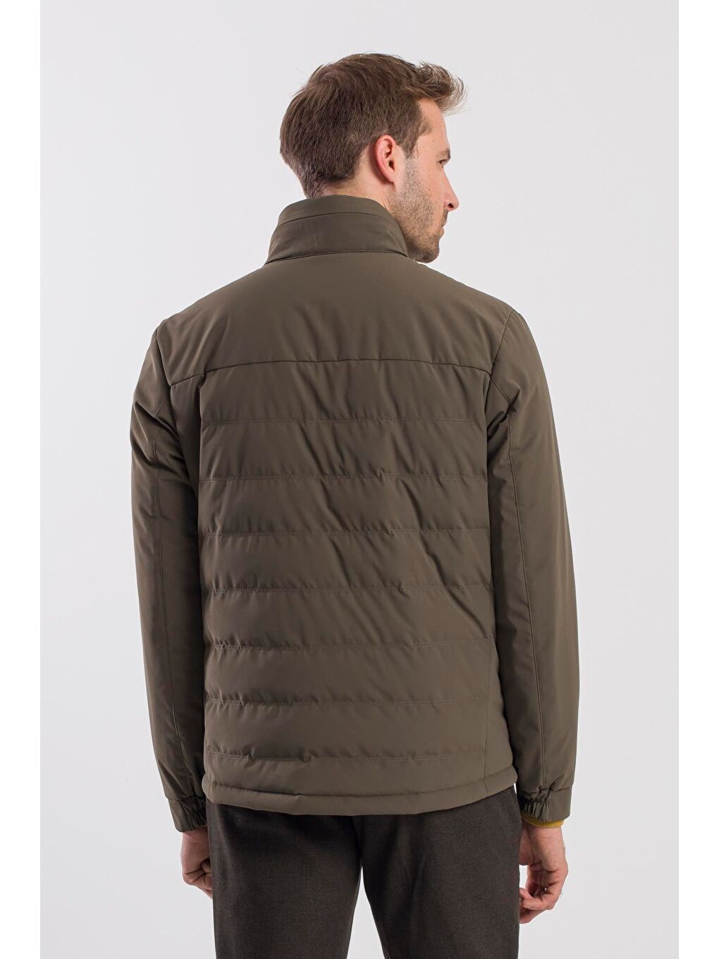 Haki Comfort Fit Dik Yaka Spor Mont-3