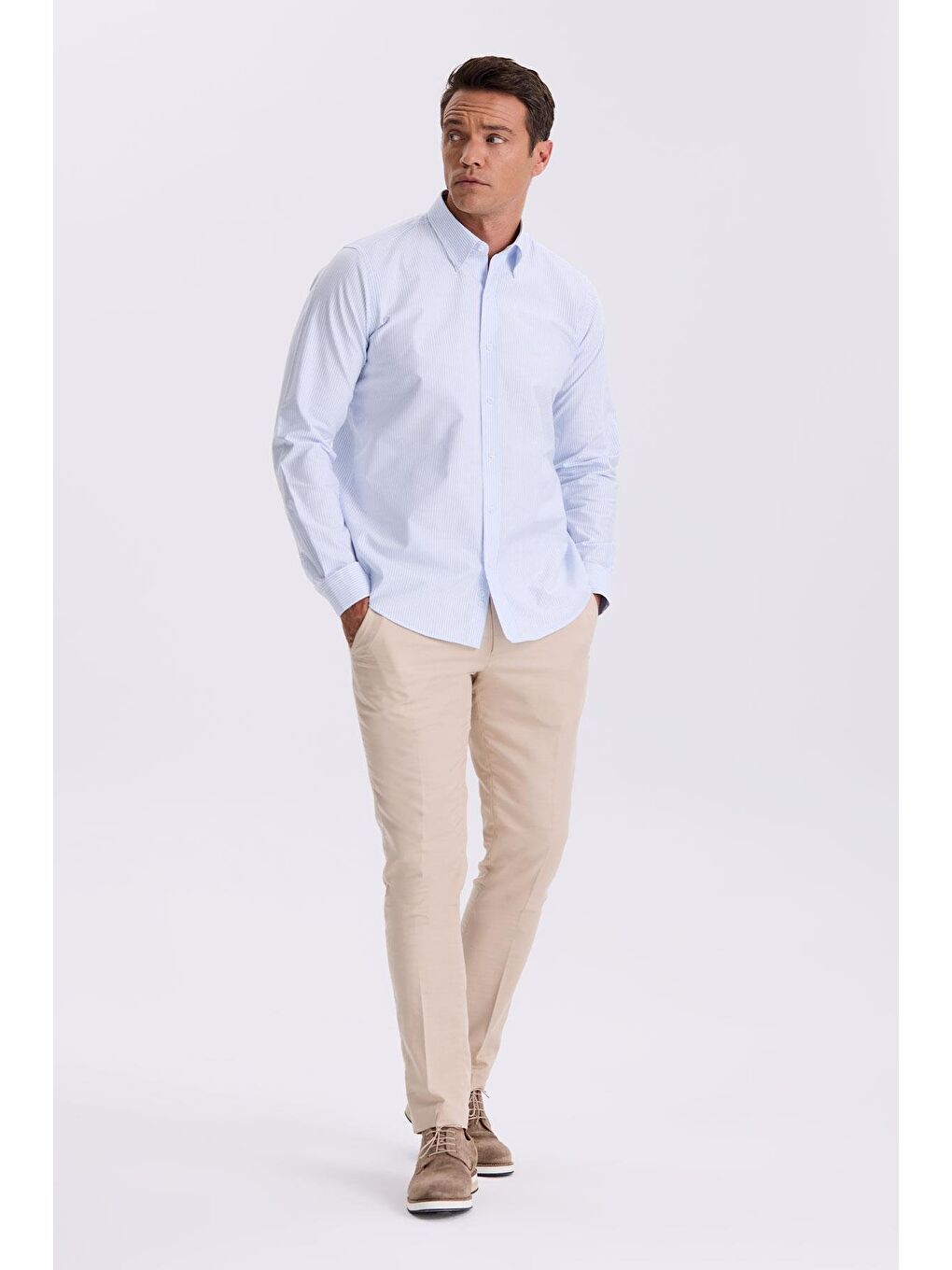 Mavi %100 Pamuk Düğmeli Yaka Comfort Fit Gömlek-1