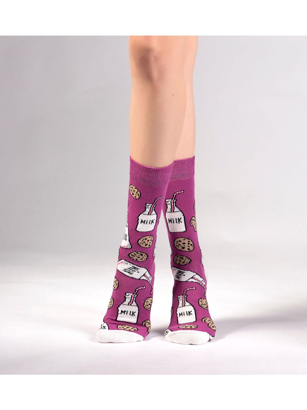 Mor Milk Desenli Çorap-1