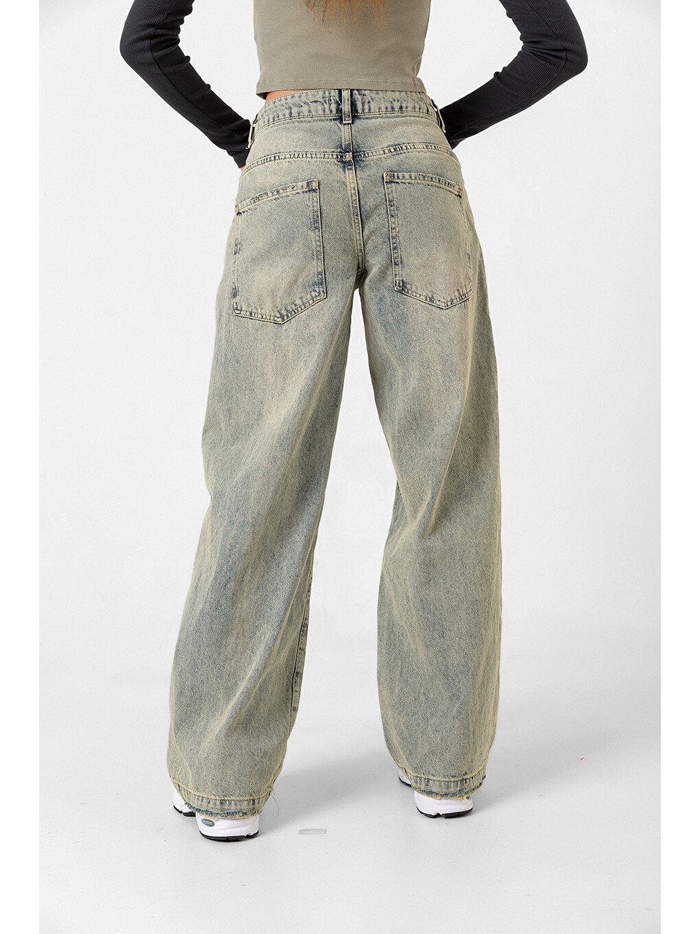 Mavi Bol Kesim Denim Geniş Paça Rahat Baggy Jean Jean Salaş Kadın Pantolon @Varese-4