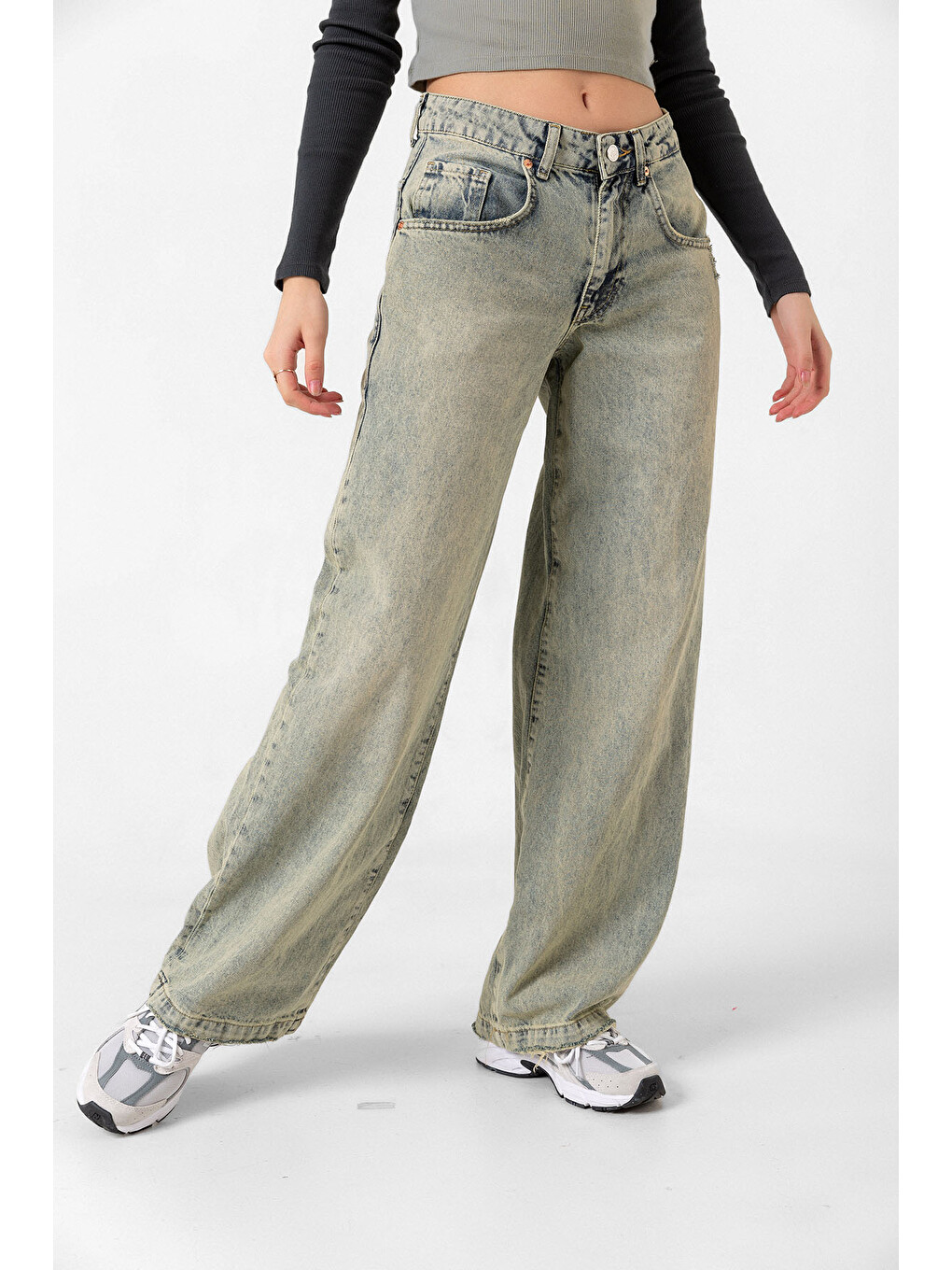 Mavi Bol Kesim Denim Geniş Paça Rahat Baggy Jean Jean Salaş Kadın Pantolon @Varese-6