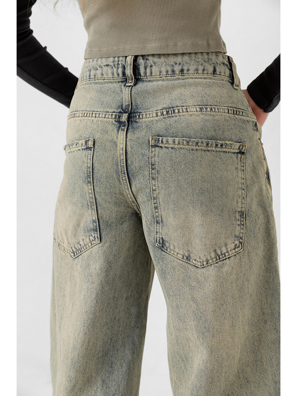 Mavi Bol Kesim Denim Geniş Paça Rahat Baggy Jean Jean Salaş Kadın Pantolon @Varese-7