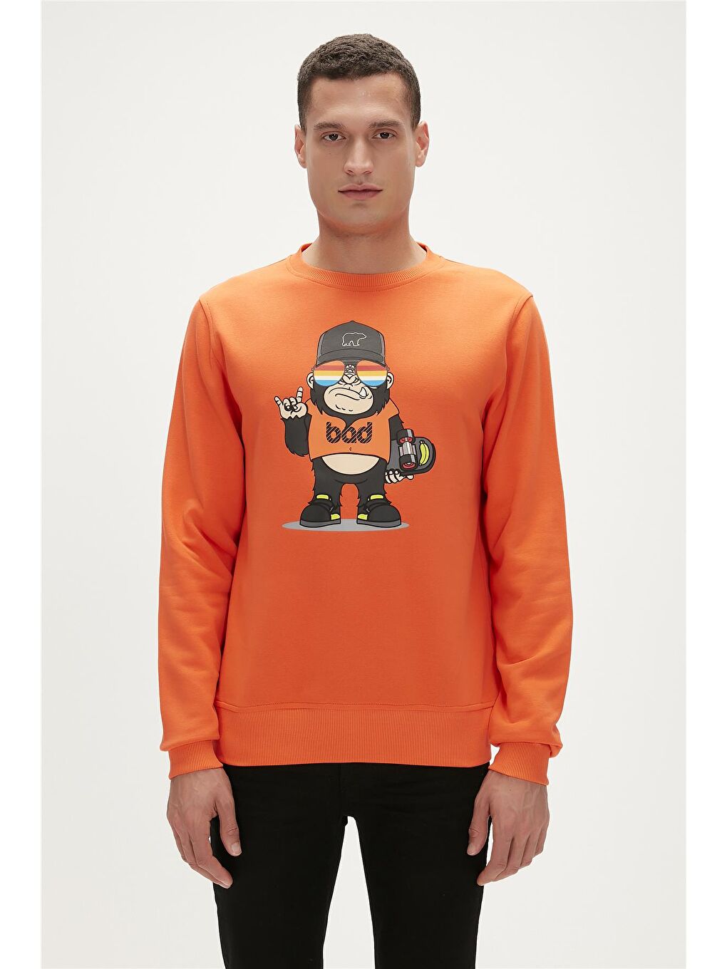 Bad Bear Turuncu Funky Crewneck Turuncu Baskılı Erkek Sweatshirt