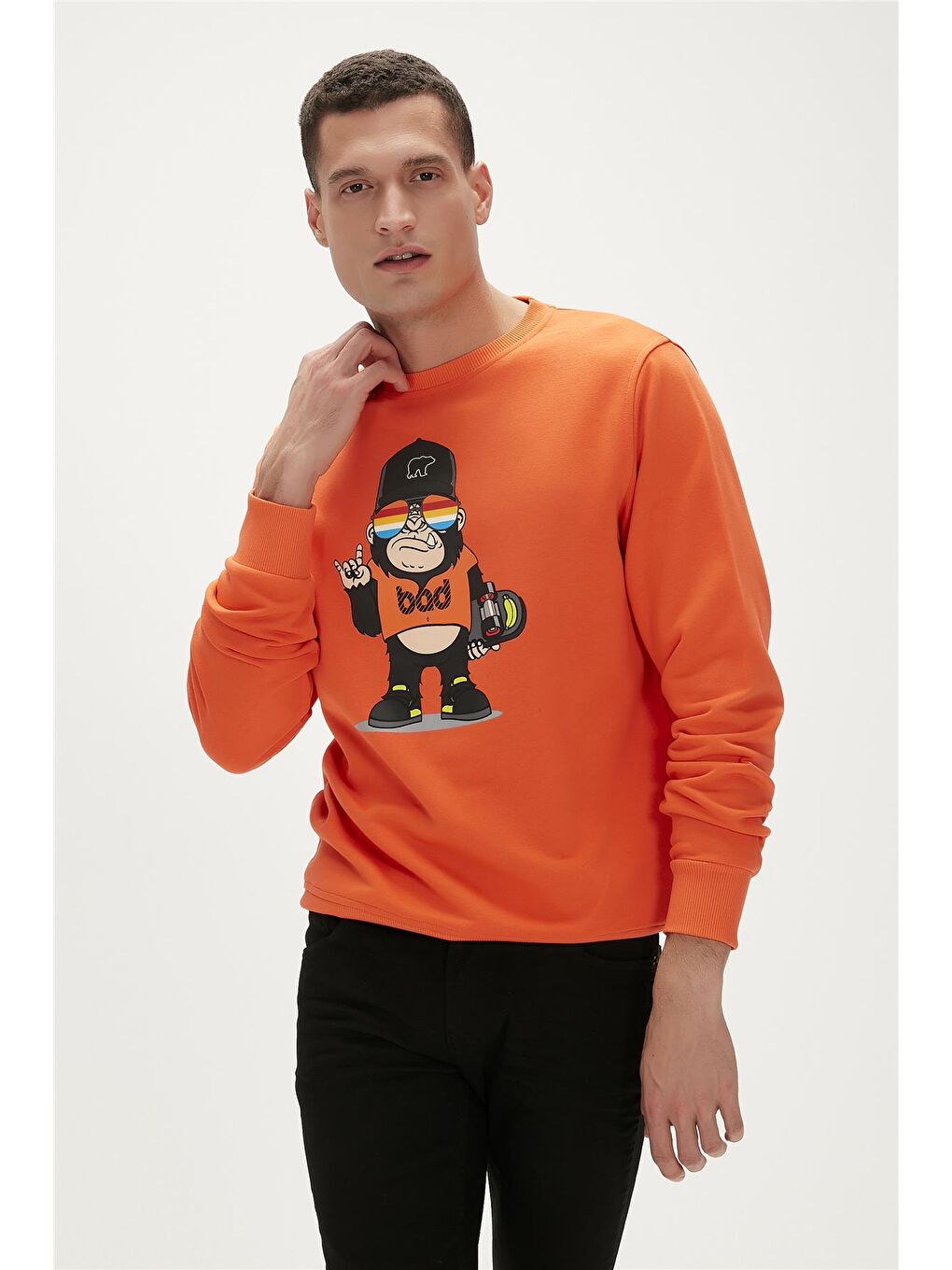 Bad Bear Turuncu Funky Crewneck Turuncu Baskılı Erkek Sweatshirt - 1